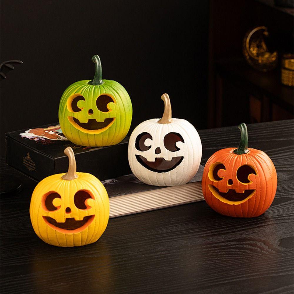 Multi-Color Halloween Pumpkin Ornaments Hollow Pumpkin Statue Harvest Festival Ornaments Autumn