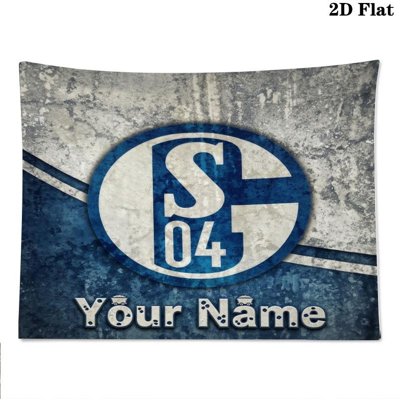 FC Schalke 04 Benutzerdefinierter Name Wandteppich Ästhetischer Wandbehang Bedruckte Stoffdecke Dekorative Wandteppiche für Schlafzimmer Wohnzimmer Heimdekoration