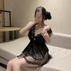 Large Size Sexy Lace Suspender Nightgown Gather Cake Skirt Sexy Nightgown Passionate Rear-entry Flirting Free Perspective Outfit