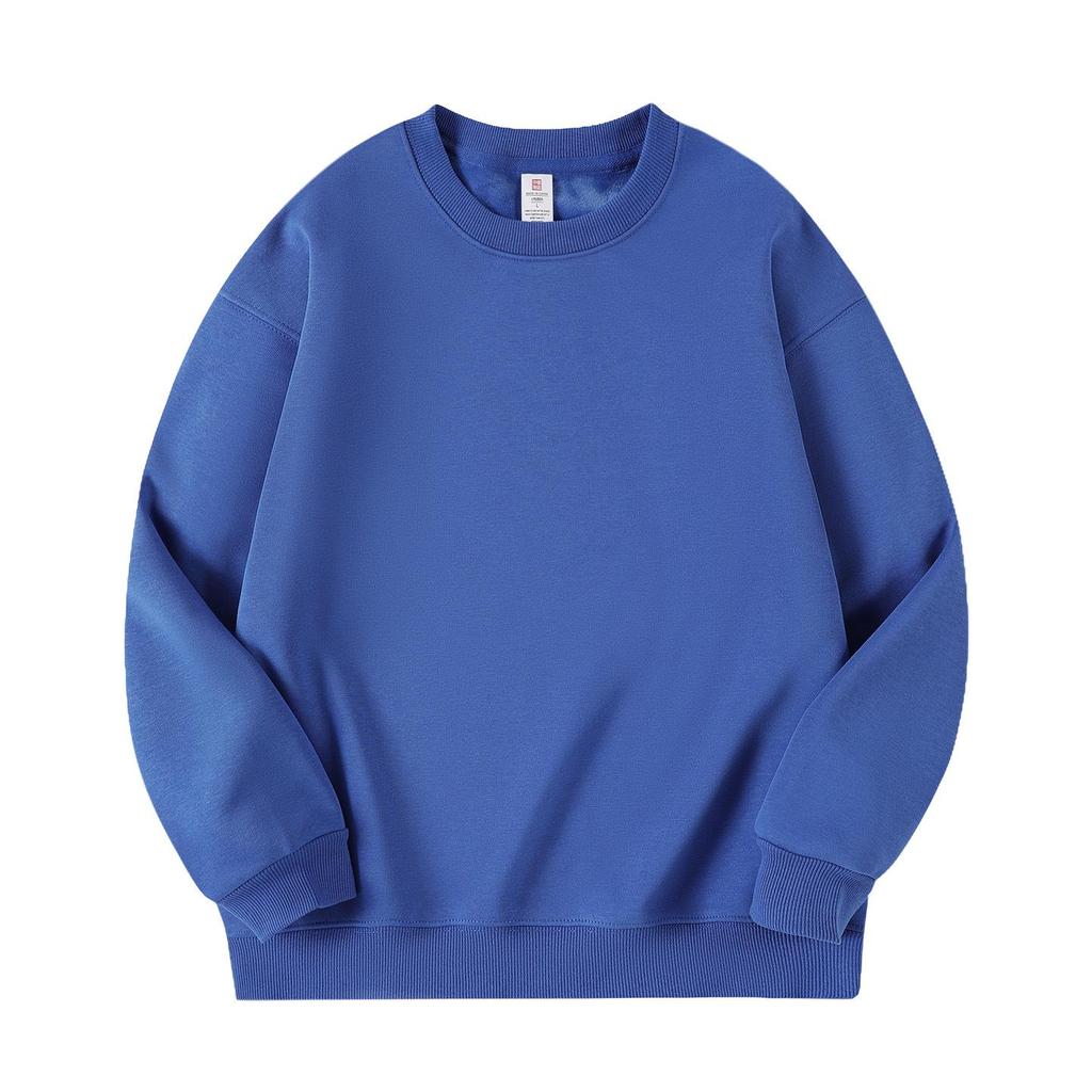 2025 Fleece-Lined Drop Shoulder Cotton Sweatshirt - Thickened Round Neck Workwear with Logo