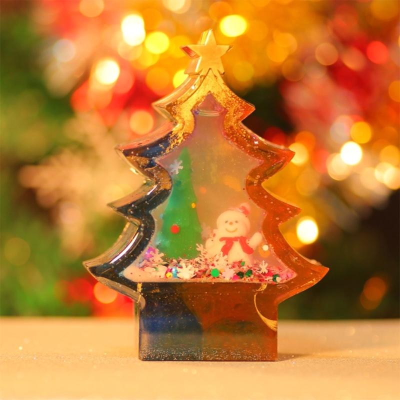 3D Crystal Lamp Christmas Tree Ornament Silicone Mold Suitable for Epoxy Resin Diy Crafts Jewelry Making Home Decor