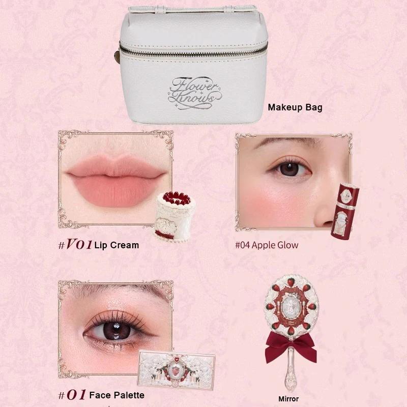 

Flower Knows Strawberry Cupid Professional Makeup Set For Women Full Kit Gift Box Eyeshadow Lip Cream Blush Compact Powder Sets 002