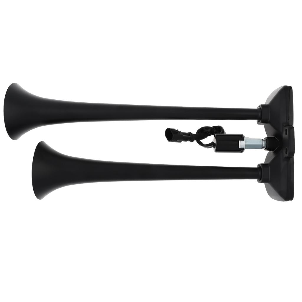 24V 300dB Super Laut Zinklegierung Doppelhorn Lufthorn Schwerlast Hoch Tief Doppelton Einstellbar Schwarz für Fahrzeug LKW Auto Modifikation