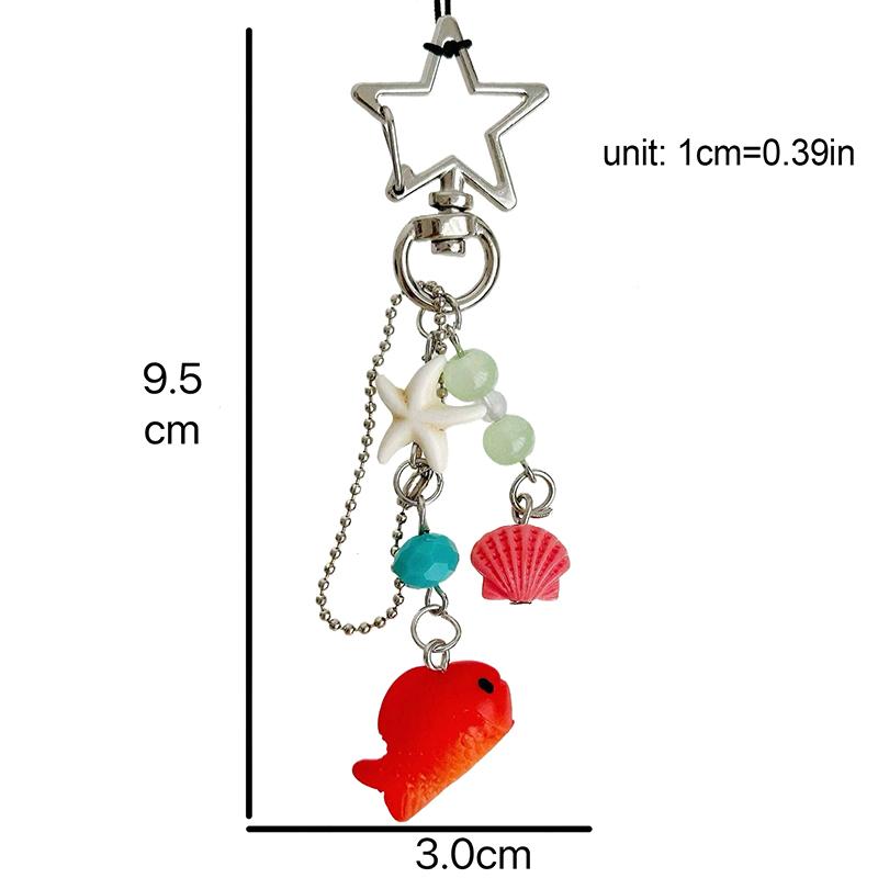 Y2K  Goldfish Phone Chain Cute Ocean Mobile Phone Lanyard Beaded Cellphone Hanging Rope Keychain Earphone Pendant