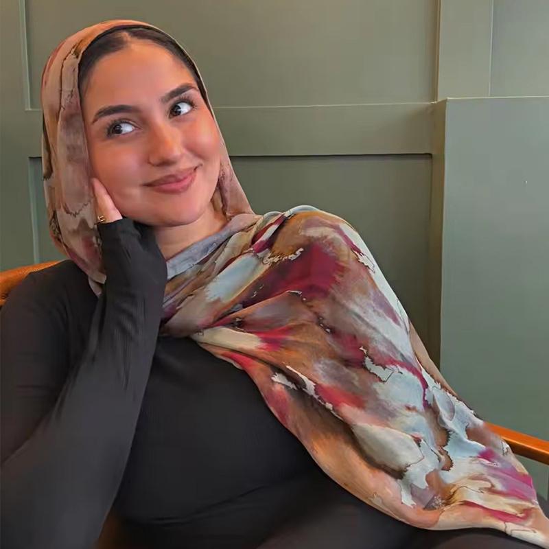 Femei Hijab Eșarfă Elegantă pentru Cap Protecție Solară Eșarfă Design Floral Eșarfă Musulmană Moale și Respirabilă 80x180cm