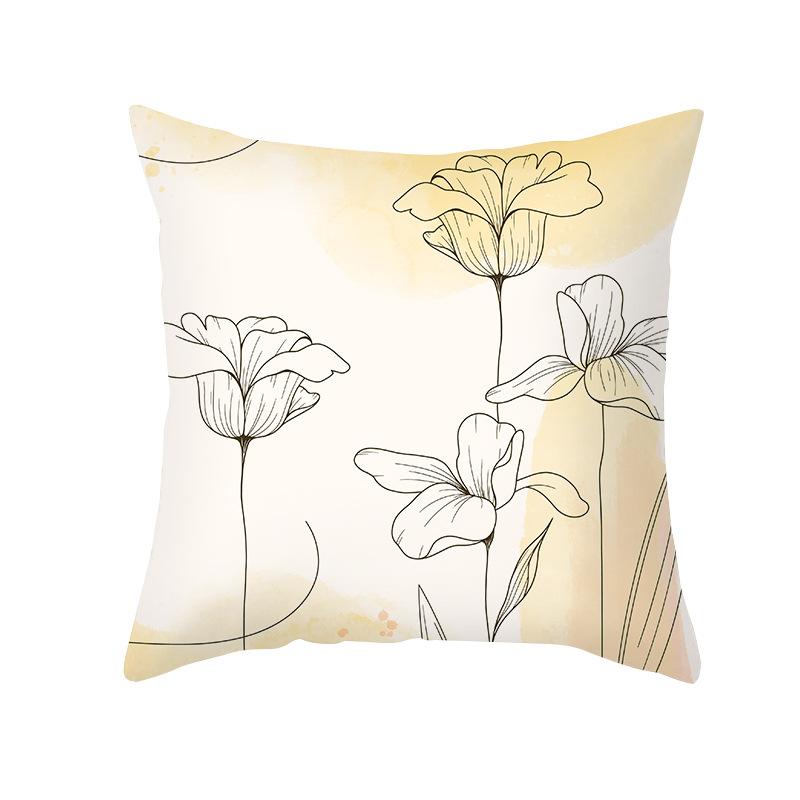 Home Peach Skin Printed Cushion Cover Nordic Green Plant Sofa Cushion Cover Office Cushion Cover