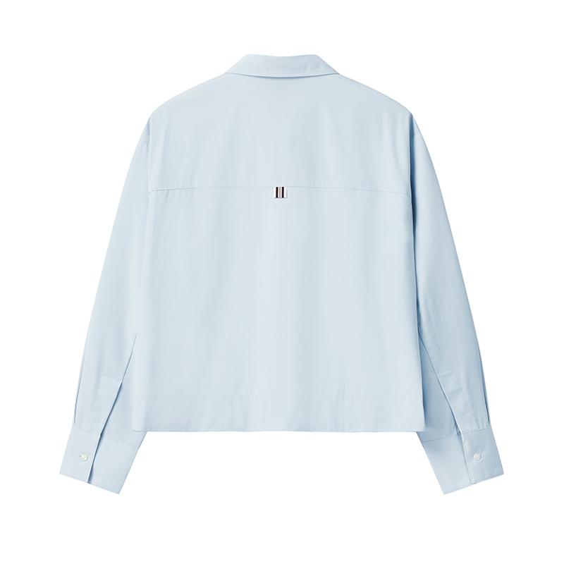 Fila Heritage Classic Simple Stretch Comfortable Loose Woven Long Sleeve Shirt Women Shirts F11W548406FLB