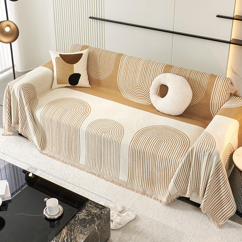 Chenille Line Design Sofa Towel Full Cover Cloth Nordic Simple Thickening Sofa Cushion Cover All-Inclusive Universal Cover