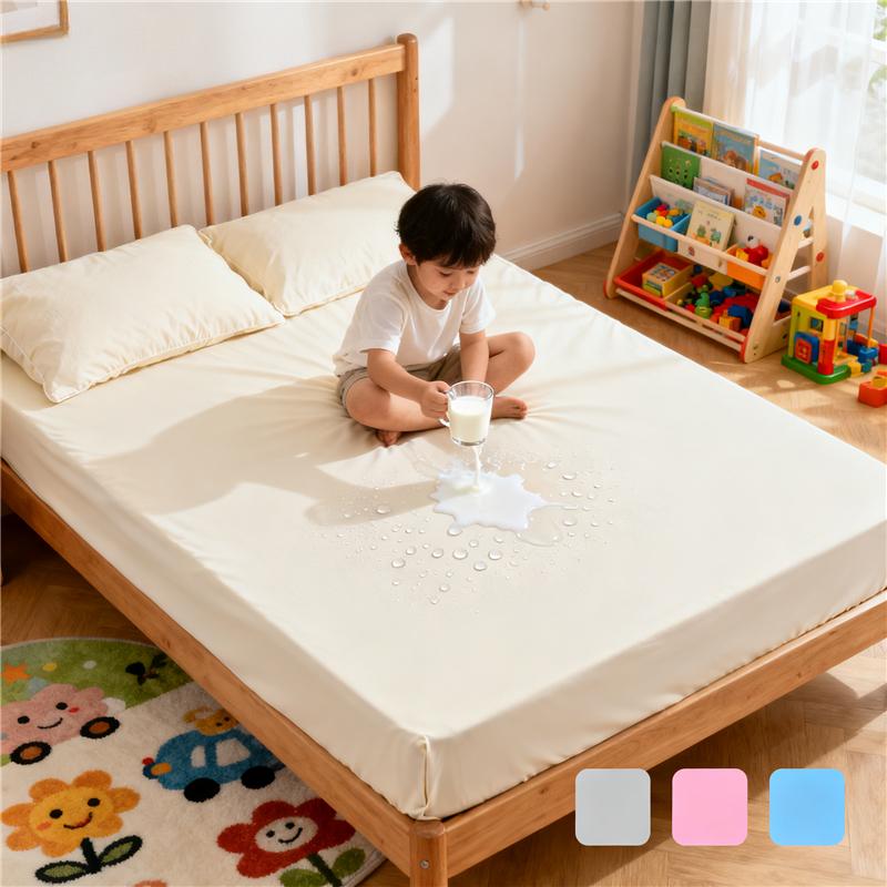 Waterproof Kids Family Mattress Fitted Sheet Moisture-Proof Bed Cover for Toddler Bedwetting Spills Accidents, All Sizes Easy-Clean Bedroom Protector