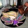 3D Cute Ballet Girl Ballerina Fairy Cartoon Area Rug,Round Carpet for Living Room Bedroom Sofa Decoration,Kid Non-slip Floor Mat