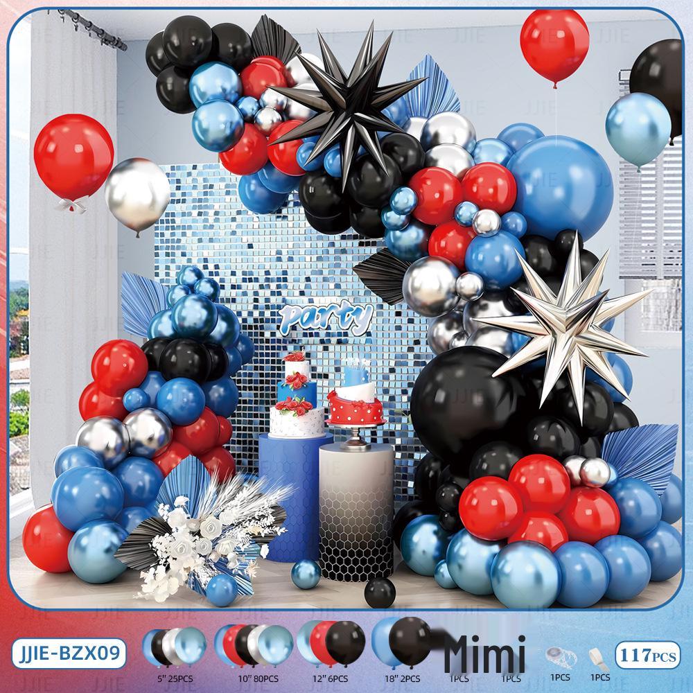 Elegant Red, Black & Gold Balloon Chain Set for Celebrations: Birthday, Graduation, Wedding