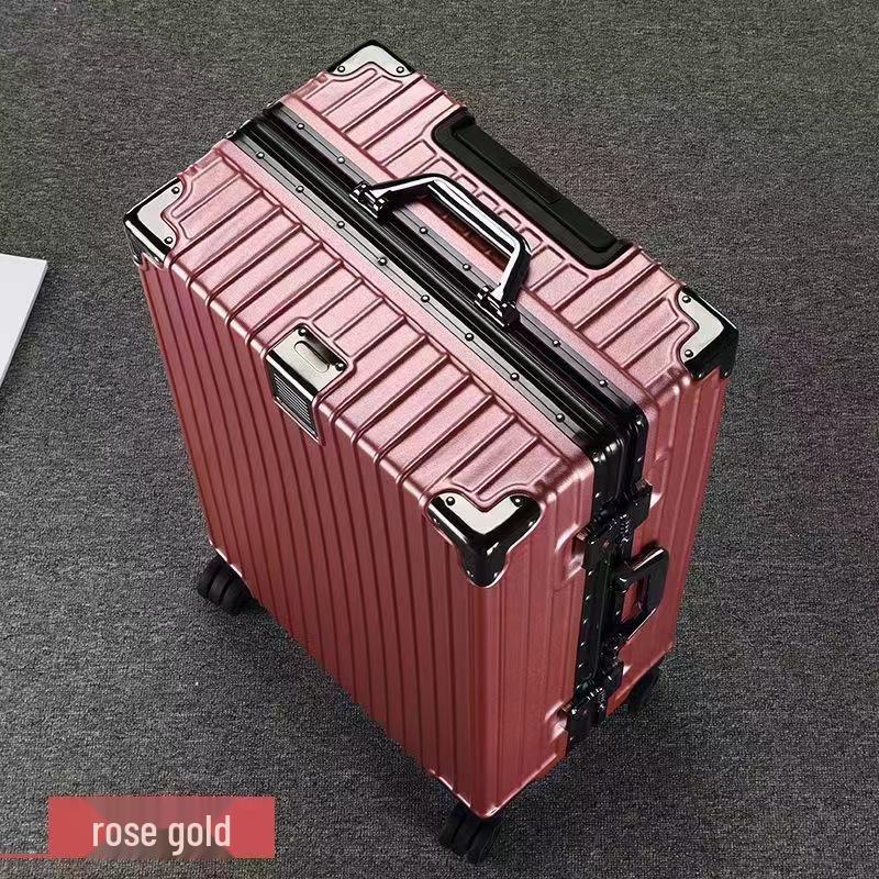 24" Large Capacity Aluminum Frame Travel Suitcase with Pull-handle and Universal Wheels for Students and Tourists