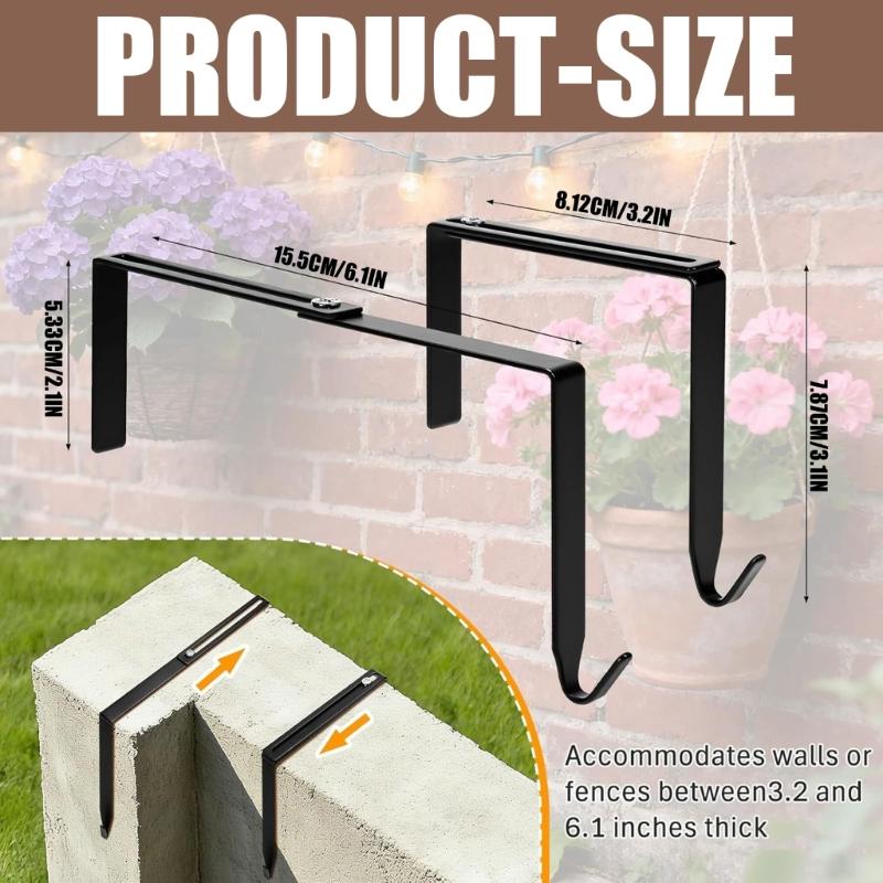 Metal String Light Hanging Hook, Outdoor Edge Hanger for Fence Rail and Balcony Wall Lighting, Garden Light Holder for Home Use Daily