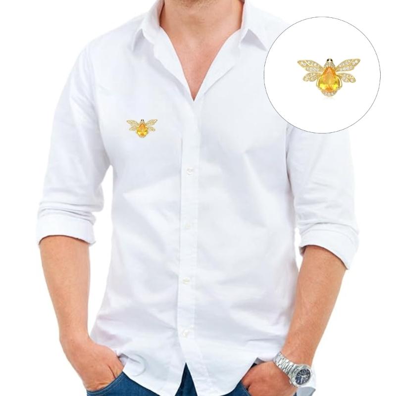 Sparkling Crystal Bees Pin Fashion Jewelry For Shirt Jacket Dress Decoration Playful Design Rhinestones Pin Accessory