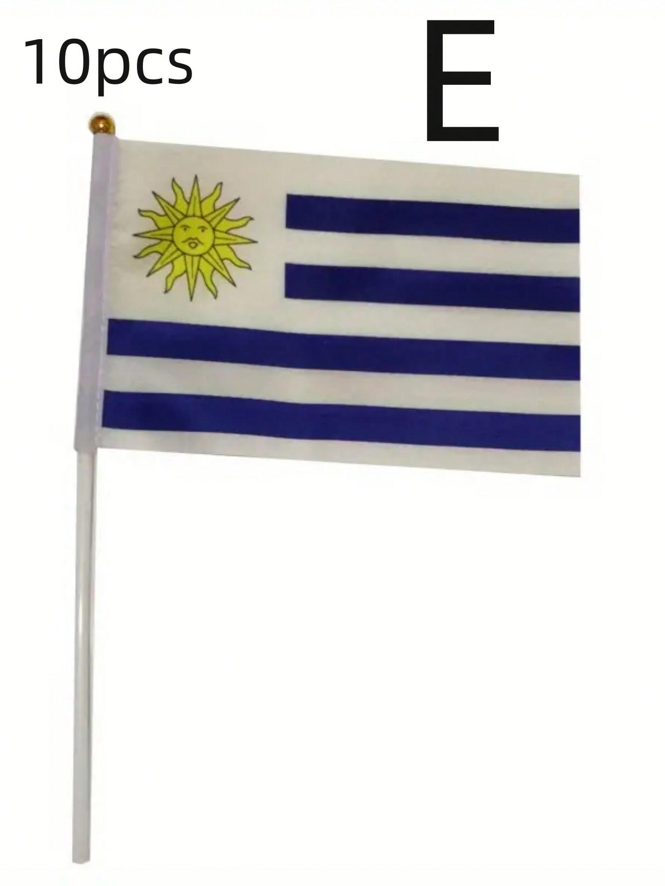 

Праздничные принадлежности 10 шт. ручных флагов разных стран с маленькими полиэстеровыми флагами, украшенными пластиковыми древками 30x 21cm