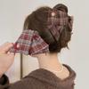 Korean-Style Ins Bow Plaid Hair Clip For Women Large Vintage Hair Clip For Back-Of-Head Updo Shark Clip