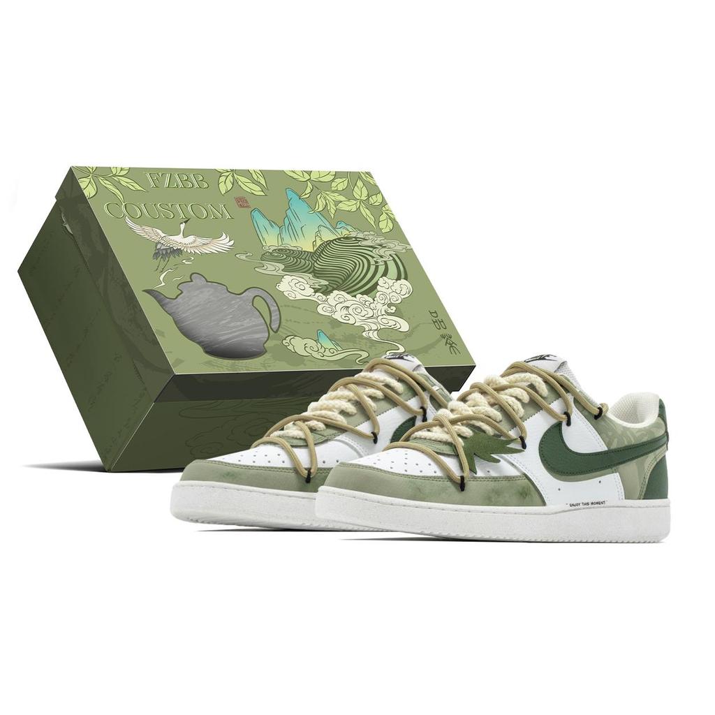 Nike Court Vision 1 Bamboo Forest, Chinese Style Box Cushioning Low top Skateboard Shoes Men's Green DH2987-101(TeamA-S-BOX)