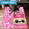 Custom Name Pink Labubu Cute Theme Rug Game Carpet, Floor Mat for Bedroom Living Room Entryway Rug, Home Decor Idea Gift for Christmas birthday