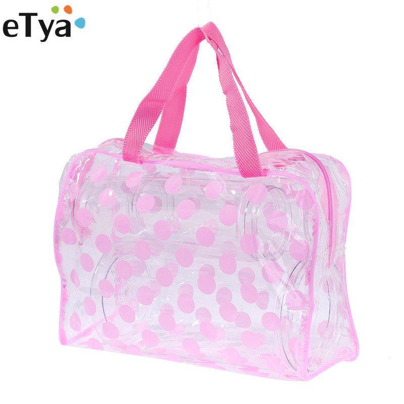 

ETya Fashion Dot женская дорожная прозрачная косметичка из ПВХ водостойкая косметичка для мытья рук сумка для туалетных принадлежностей розовый