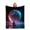 1 Stück Flanell Astronaut Weltraumdecke - Weiche Plüsch Galaxie & Nebel Überwurf mit Astronaut & Planeten, Ganzjahres-Tagesdecke, Sofa