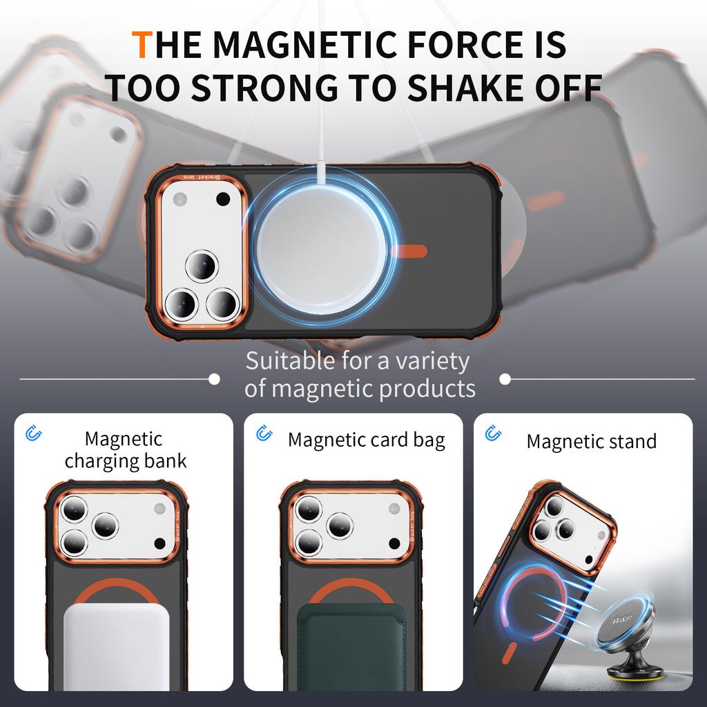 For iPhone 17 Pro Max Case with Lens Kickstand Matte Phone Back Cover Compatible with MagSafe