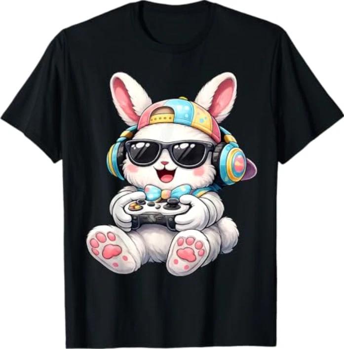 Happy Easter Day Bunny Egg Video Game Gamer T-Shirt 4XL