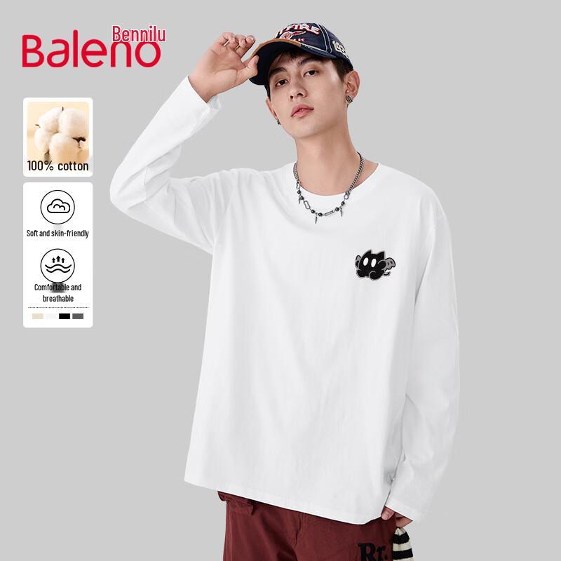 T-shirt a manica lunga da uomo Baleno 220G in puro cotone con stampa Gatto Demone JPB