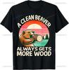 A Clean Beaver Always Gets More Wood T-Shirt Funny Adult Joke Graphic Casual Fashion Loose Tshirt Streetwear Hip Hop Y2k Man ...