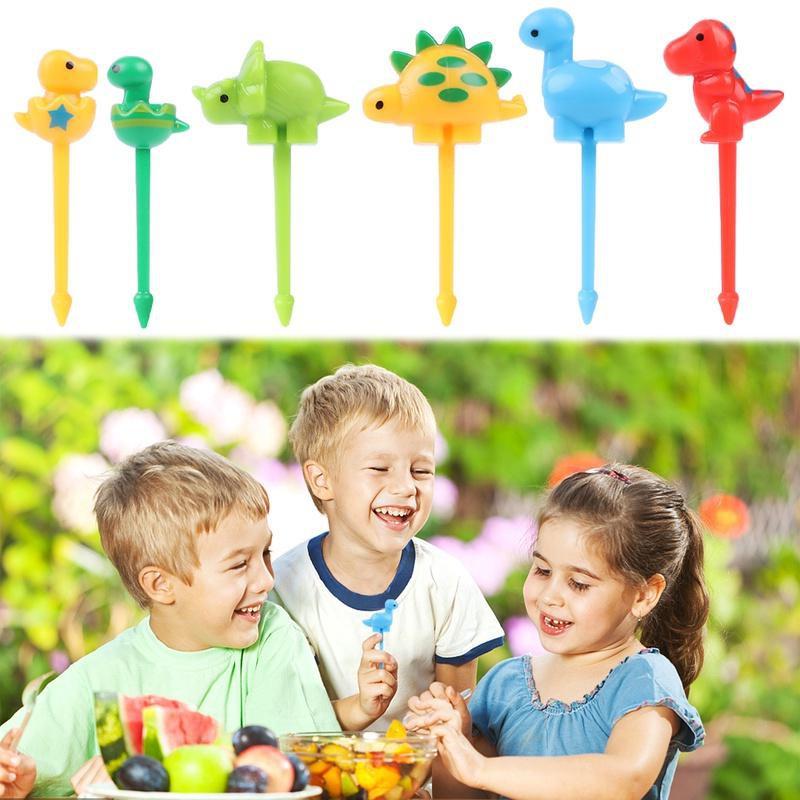 6/12/18pcs Cute Dinosaur Fruit Fork Toothpick Lunch Salad Decoration Accessories Cake Picks Kids Snack Dessert Decoration Forks