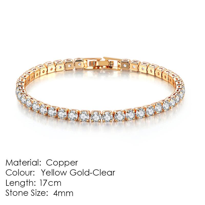 Women's Gold-Plated Zircon Tennis Bracelet - Full Diamond Design, Model S5650