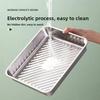 3Pcs Stainless Steel Dumpling Storage Box with Lid Food-Grade Food Storage Tray Fresh-Keeping Rectangular Kitchen Serving Plate