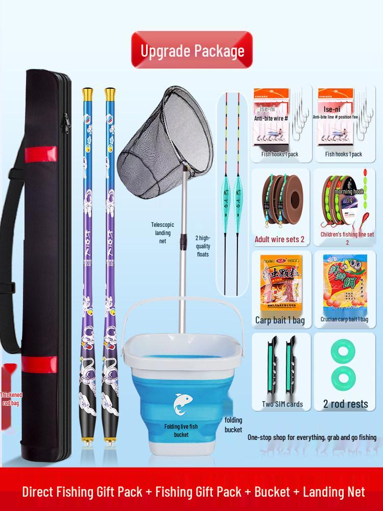 Mini Children's Fishing Rod Set with Hooks – Pocket-Sized Shrimp Rod for Kids