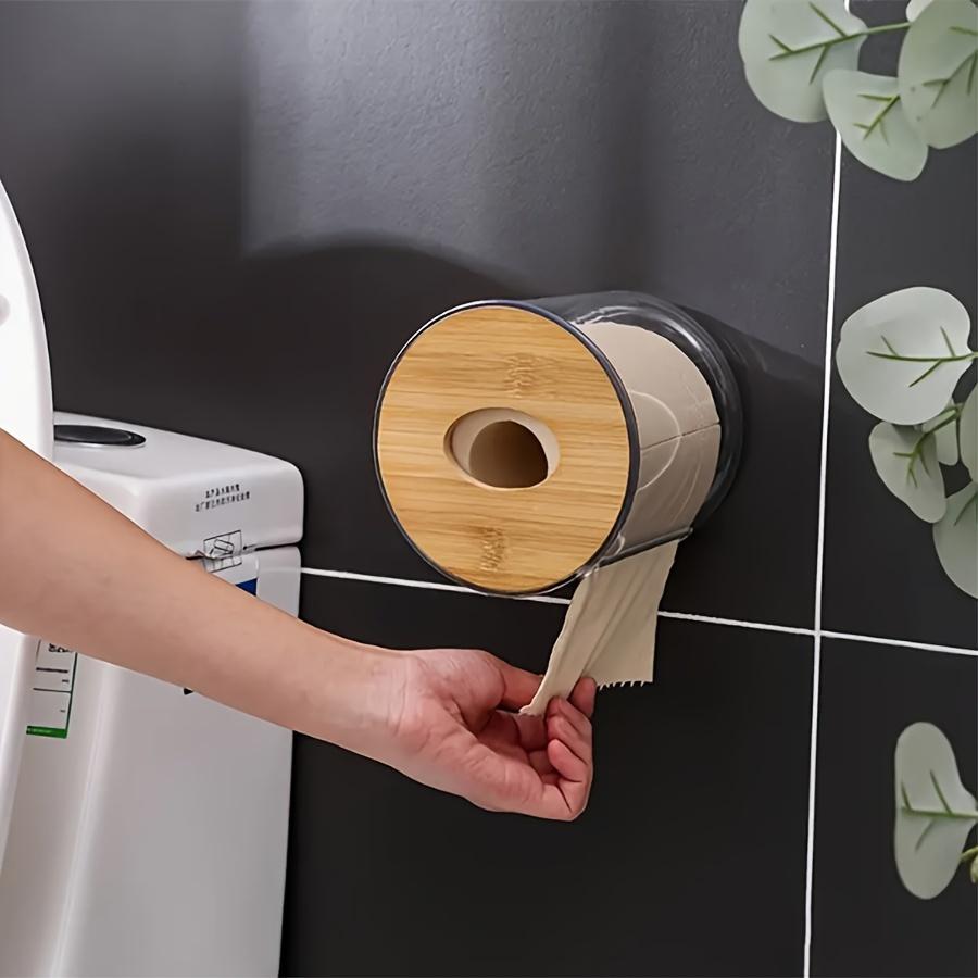 Bamboo Toilet Paper Holder Circular Covered For Home Bathroom And Living Room,Transparent Tissue Box Dining Room,Creative  Desktop Storage Box