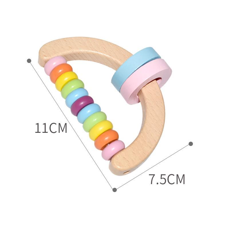 Infant Soothing Wooden Rattle Toy Set: Hand-Shaking Bell, Cage, and Baby Grip Car