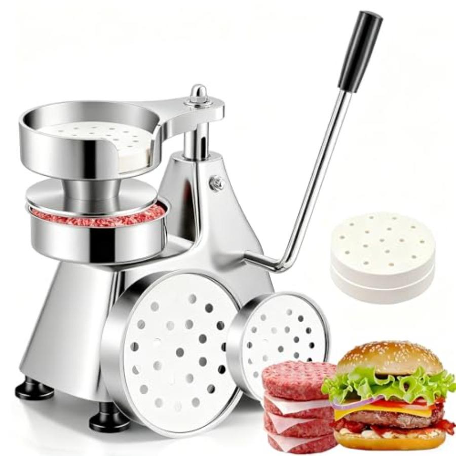 

CTJ 3 in 1 Commercial Burger Patty Maker 4/5/6 Inch Hamburger Press Heavy Duty Stainless Steel Beef Press Patty Maker with 1200 United States