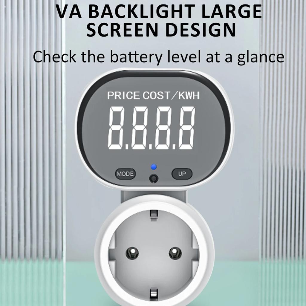 16A 3680W Electricity Power Meter Wattmeter Digital Energy Meter Socket with VA Backlit Electric Tester EU Socket Power Tester
