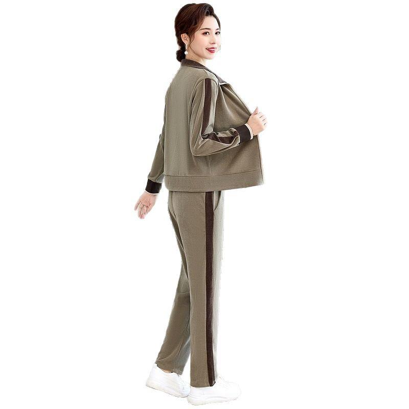 Spring Autumn 2025 Fashionable Two-Piece Sports Suit for Middle-Aged Women