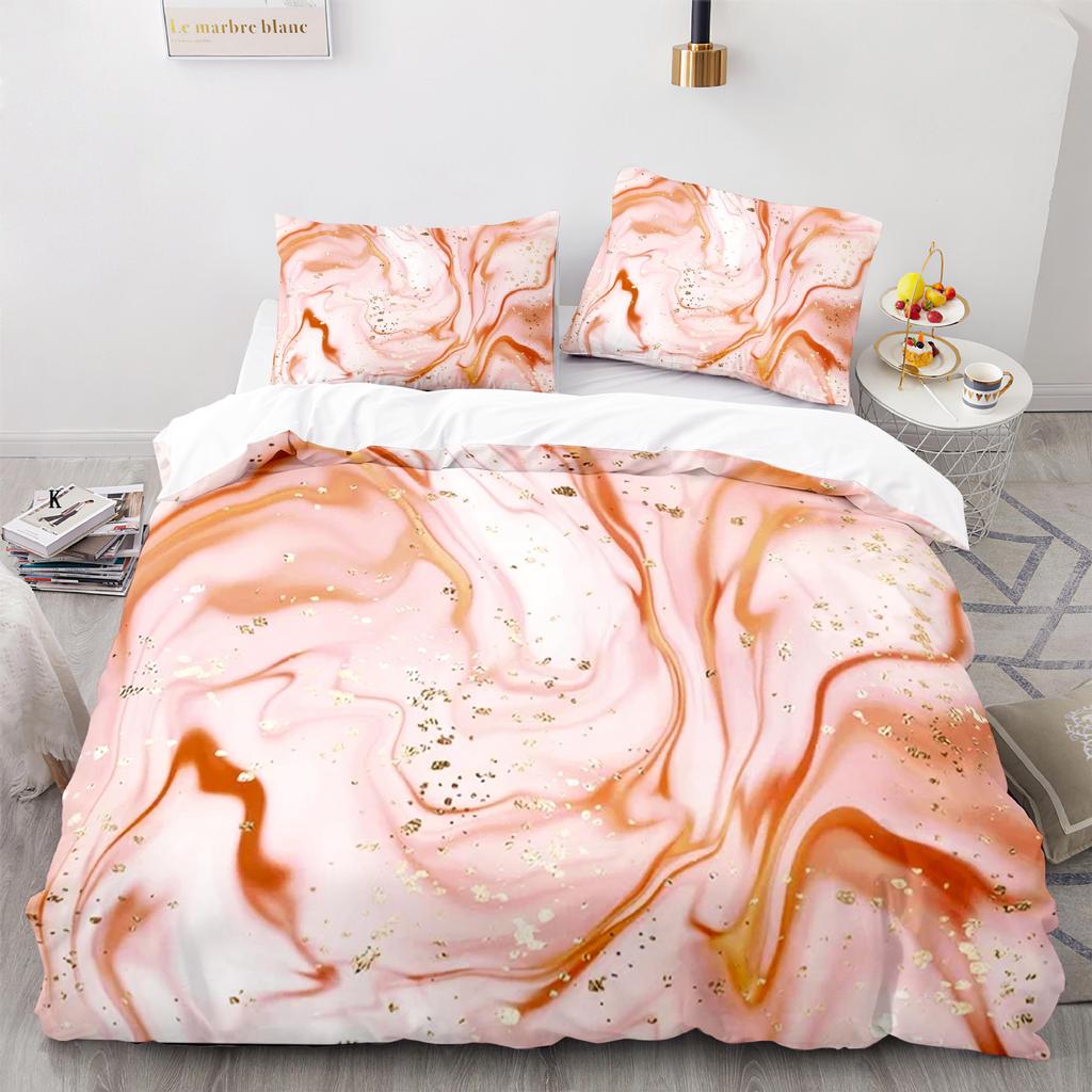 Marmor Polyester Bettbezug Set King Queen Größe Pinselstriche Farben in Marmoroptik Aquarell Kunstwerk für Kinder Jungen Mädchen