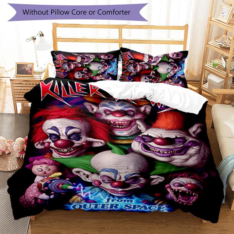 Horror Clown Circus 3pcs Bedding Set Duvet Cover Closure Includes 1 Duvet Cover & 2 Pillowcases for All Seasons Bedroom Home Dorm Decor