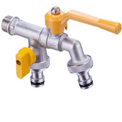 1/2'' Brass Tap Faucet Adapter IBC Water Tank Connector 2-Way 1-Way Garden Hose Joint Irrigation Replacement Fitting Ball Valve