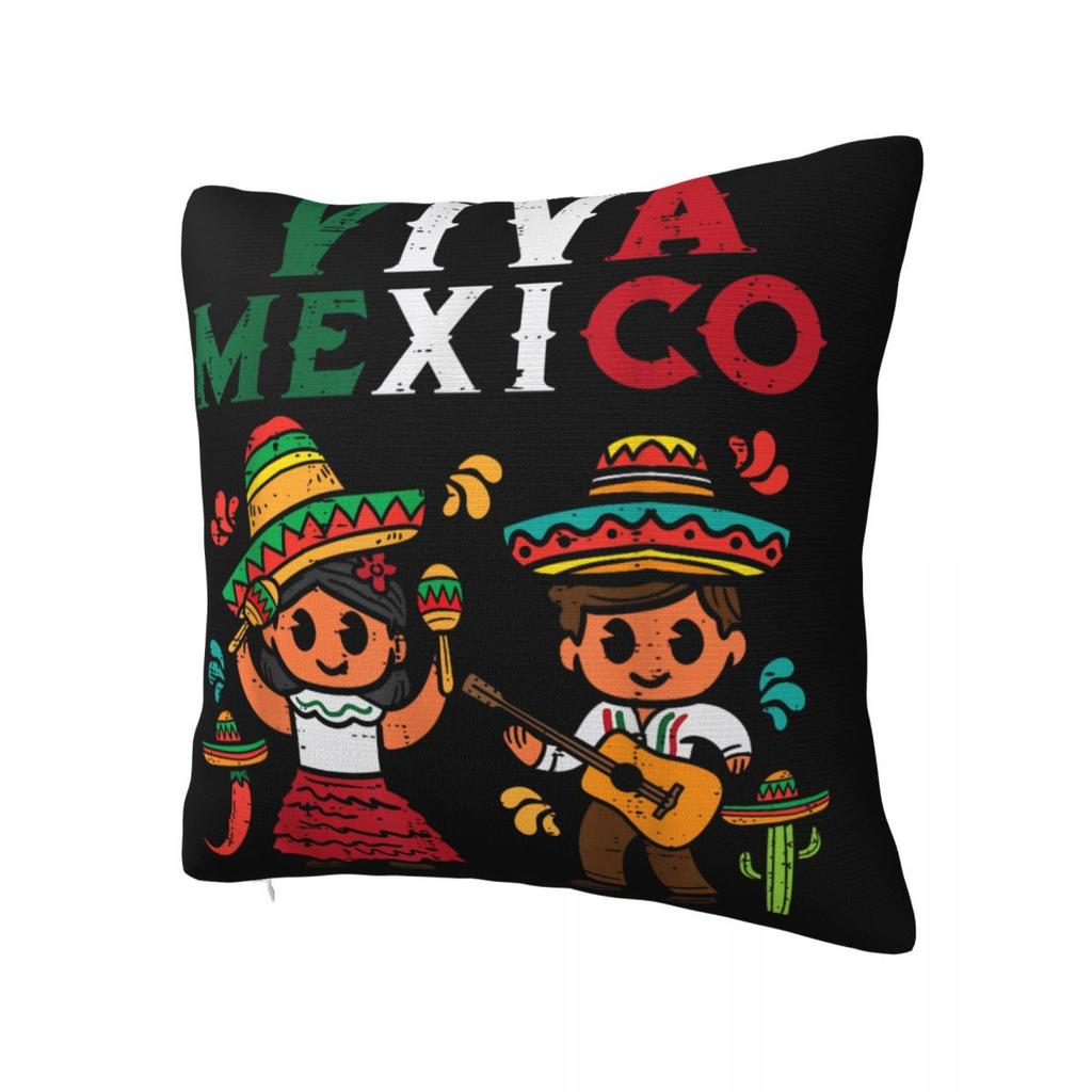 Pillow Case Viva Mexico Boy Girl Maracas Guitar Mexican Square Pillow Cover Cushion Cover Pillowcases For Sofa Home Decoration