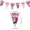 Demon Hunter K-POP Birthday Party Set: Paper Plates, Cups, Tableware, Banner, Flags