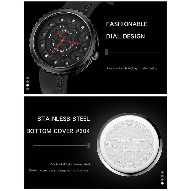 New Watch Men's Belt Business Quartz Watch Hollow Large Dial Fashion Personality Trendy Watch