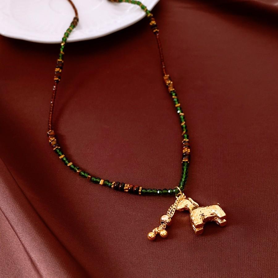 Sun & Stone Pendant Necklace - Titanium & Stainless Steel Clavicle Chain Jewelry