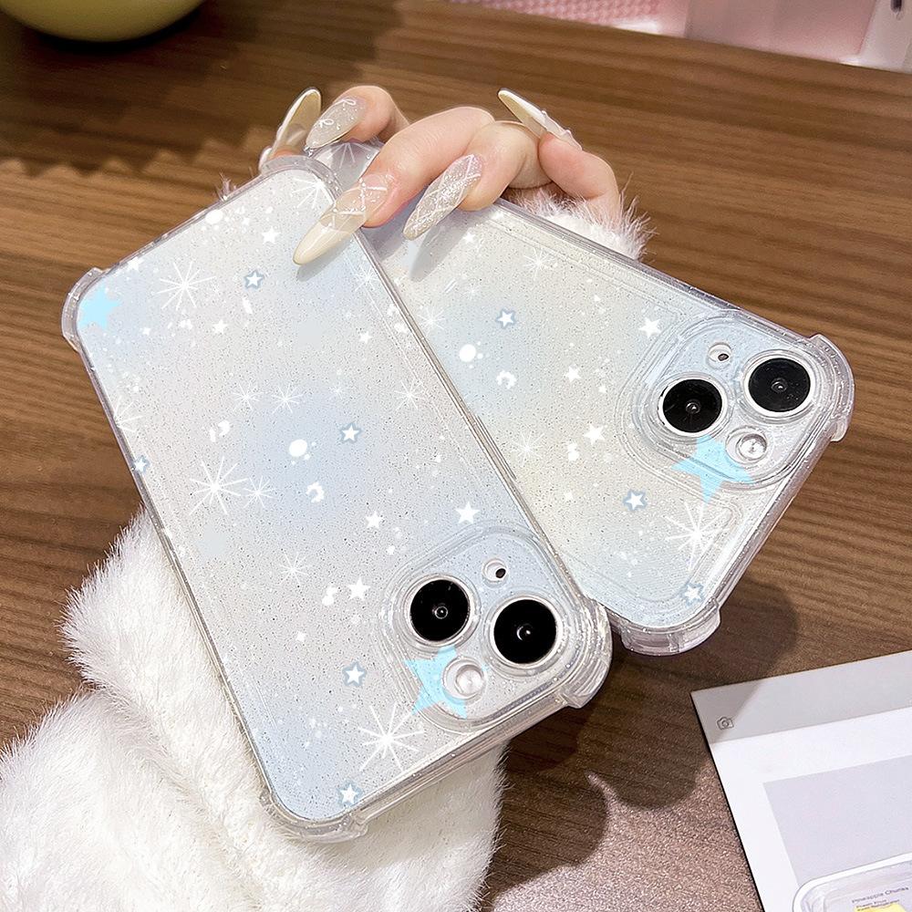 Full Screen Stars Are Suitable for iPhone17ProMax Glitter Four-corner Mobile Phone Case 16 Apple All-inclusive 14/15 Niche