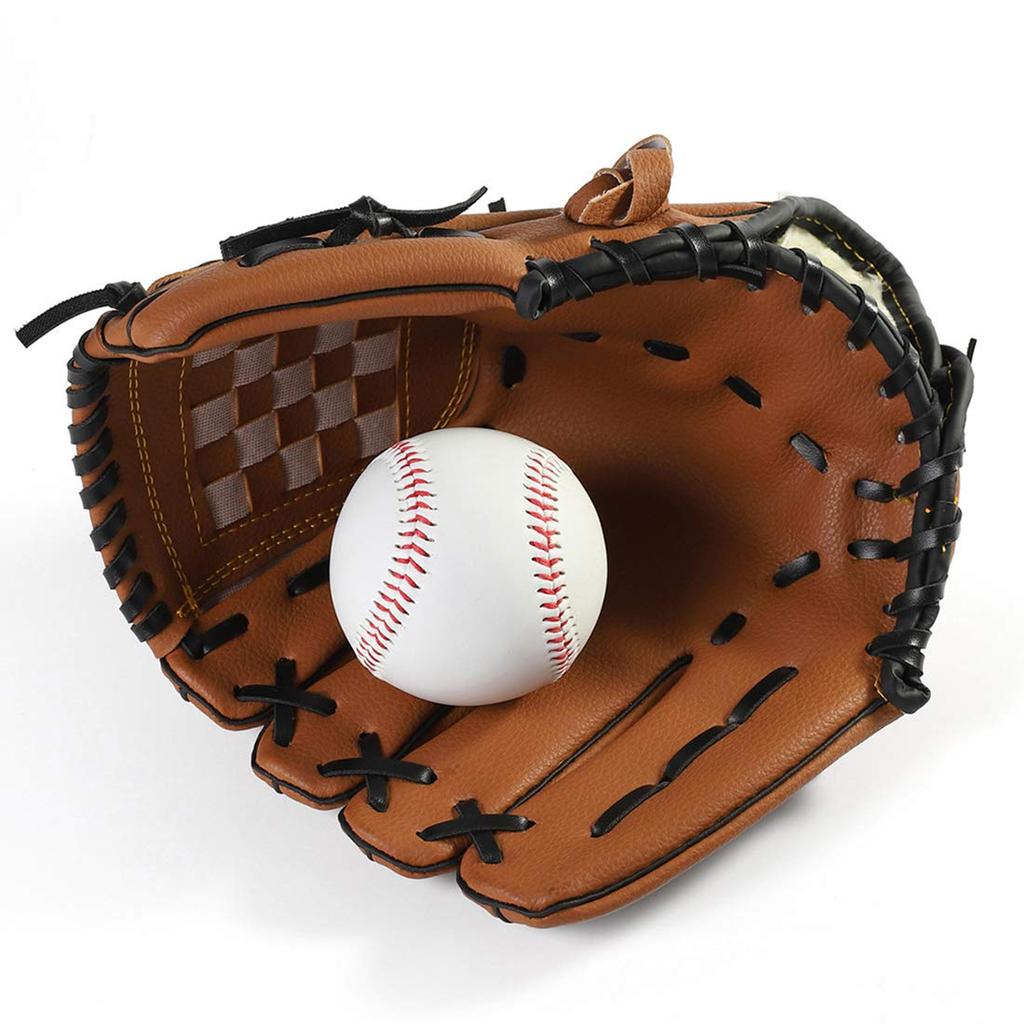 Zongsi Baseball Glove 9.5 Inches Softball Pitcher Catcher Kids Youth Adults Shock Absorption Left-Handed Brown