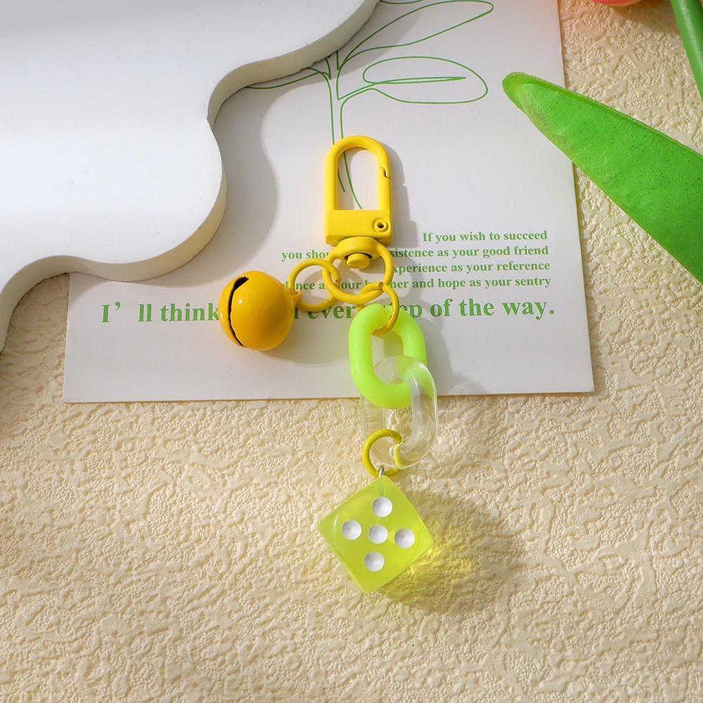 Красочные акриловые кости брелок милый мини колокольчик подвески брелок женский кошелек — фото 17