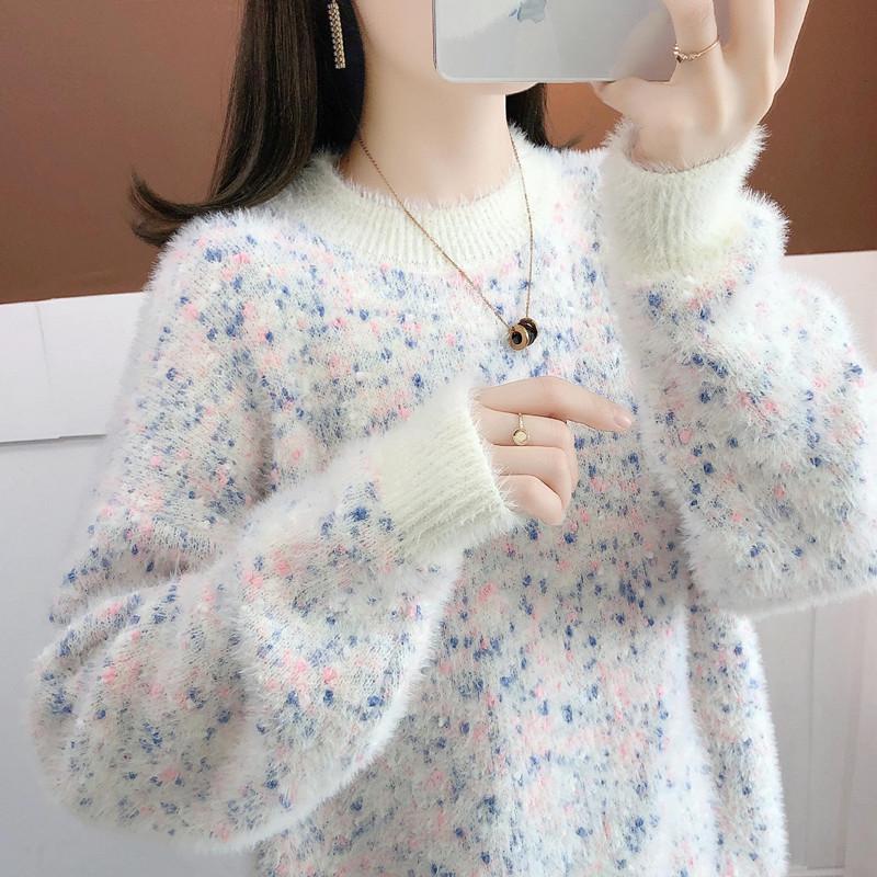 Brand Women Imitation Mink Velvet Spring Autumn Sweater Loose Korean Style Lazy Style Thickened Bottoming Shirt for Outerwear