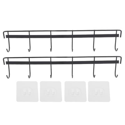2pcs Wall Mounted Coat Rack Stainless Steel Wall Hanging Coat Hook Rail with 6 Hooks for Clothes Towel Hat 6 Hooks 2