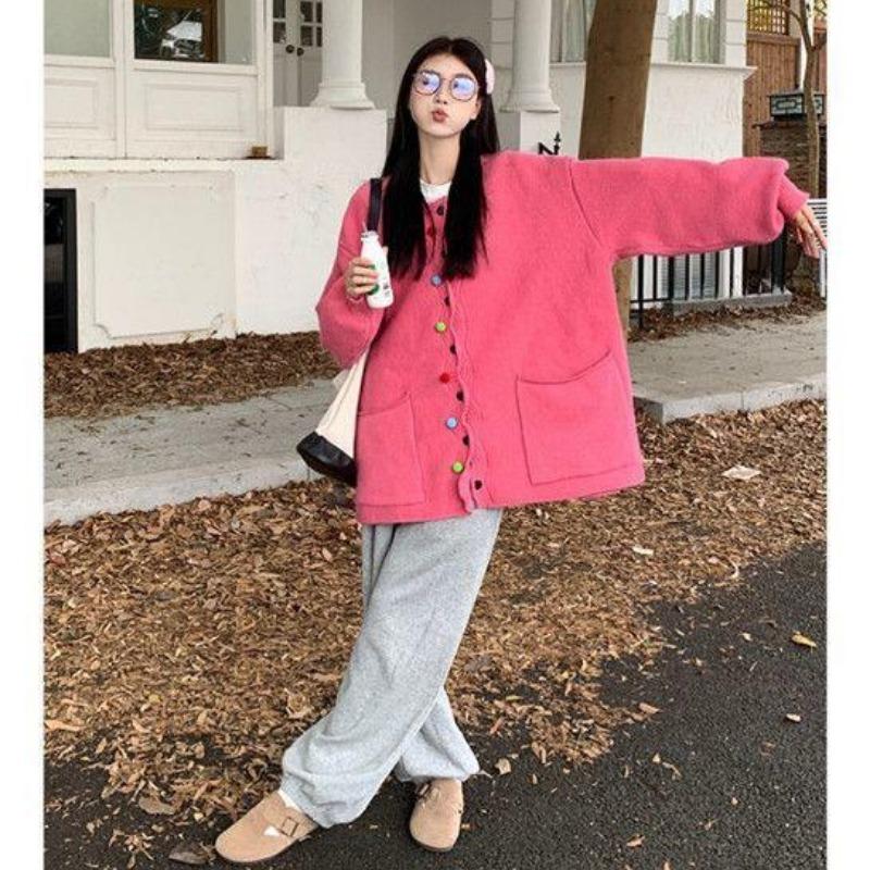 Large Size 2025 Autumn New Sweater Cardigan Soft, Sweet,Fashionable Loose Knit Jacket Top Women's Clothing